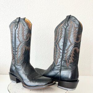 Rod Patrick Mens Cowboy Boots Size 13A Black Calf Leather Blunt Toe Western